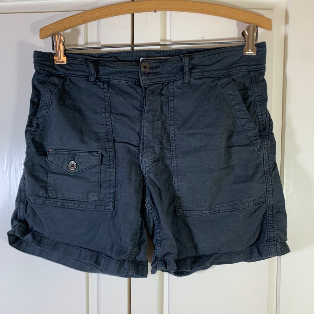 Anthropologie The Wanderer Utility Shorts Gray Cotton Linen Blend Size 27